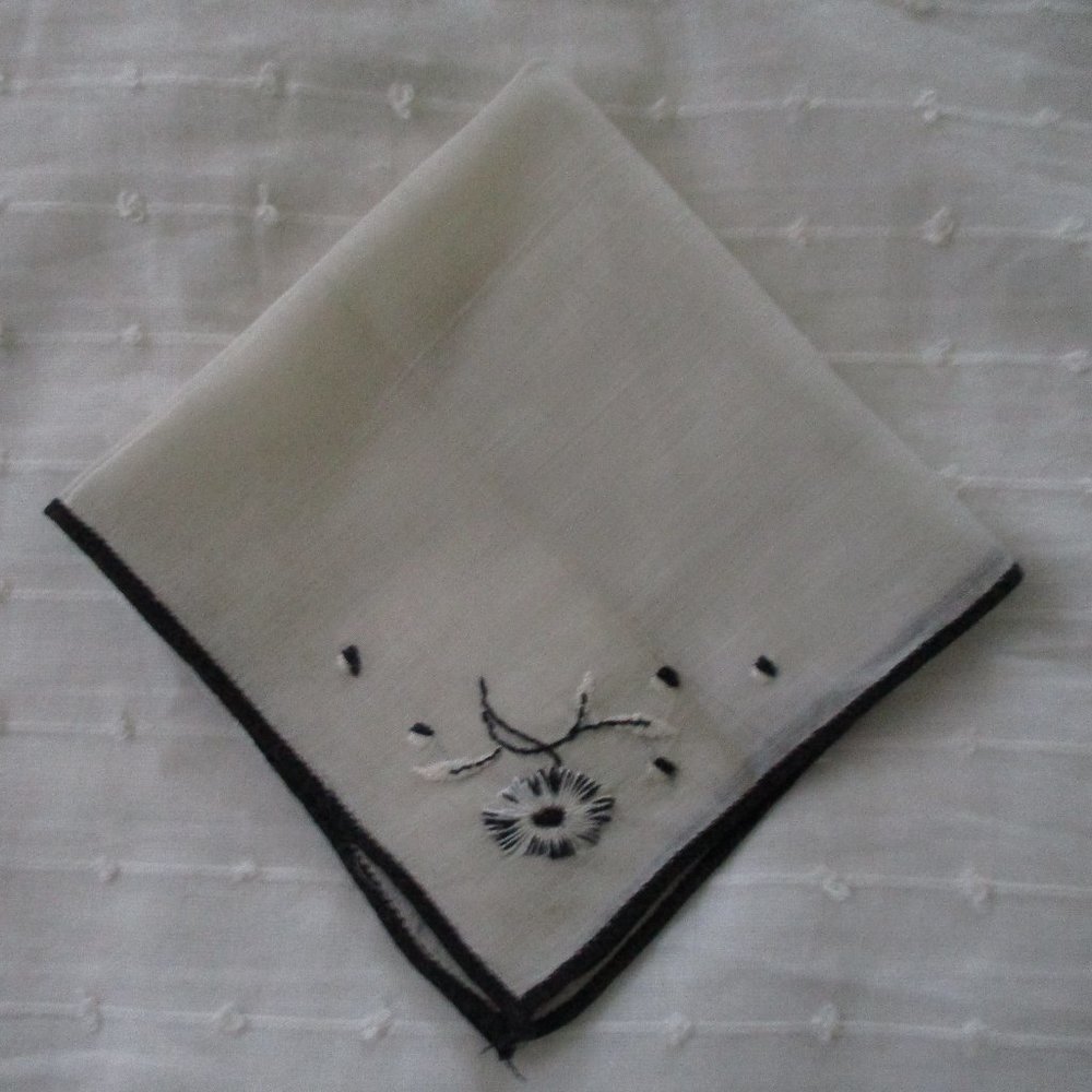 Vintage embroidered white handkerchief
